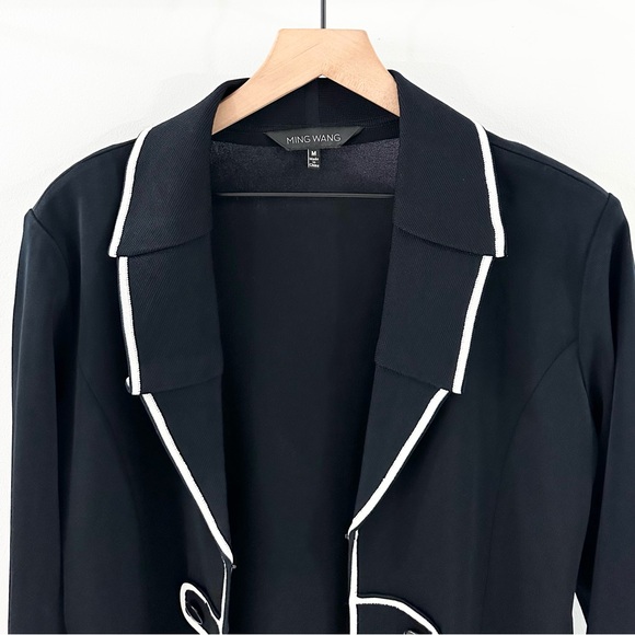 Ming Wang Black & White Piped Blazer Size Medium - Picture 2 of 5